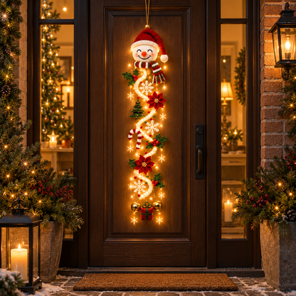 Light-Up Crochet Christmas Door Hanger