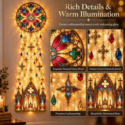 ✨⛪Cathedral Grace Stained Glass Cascade Wall Light™