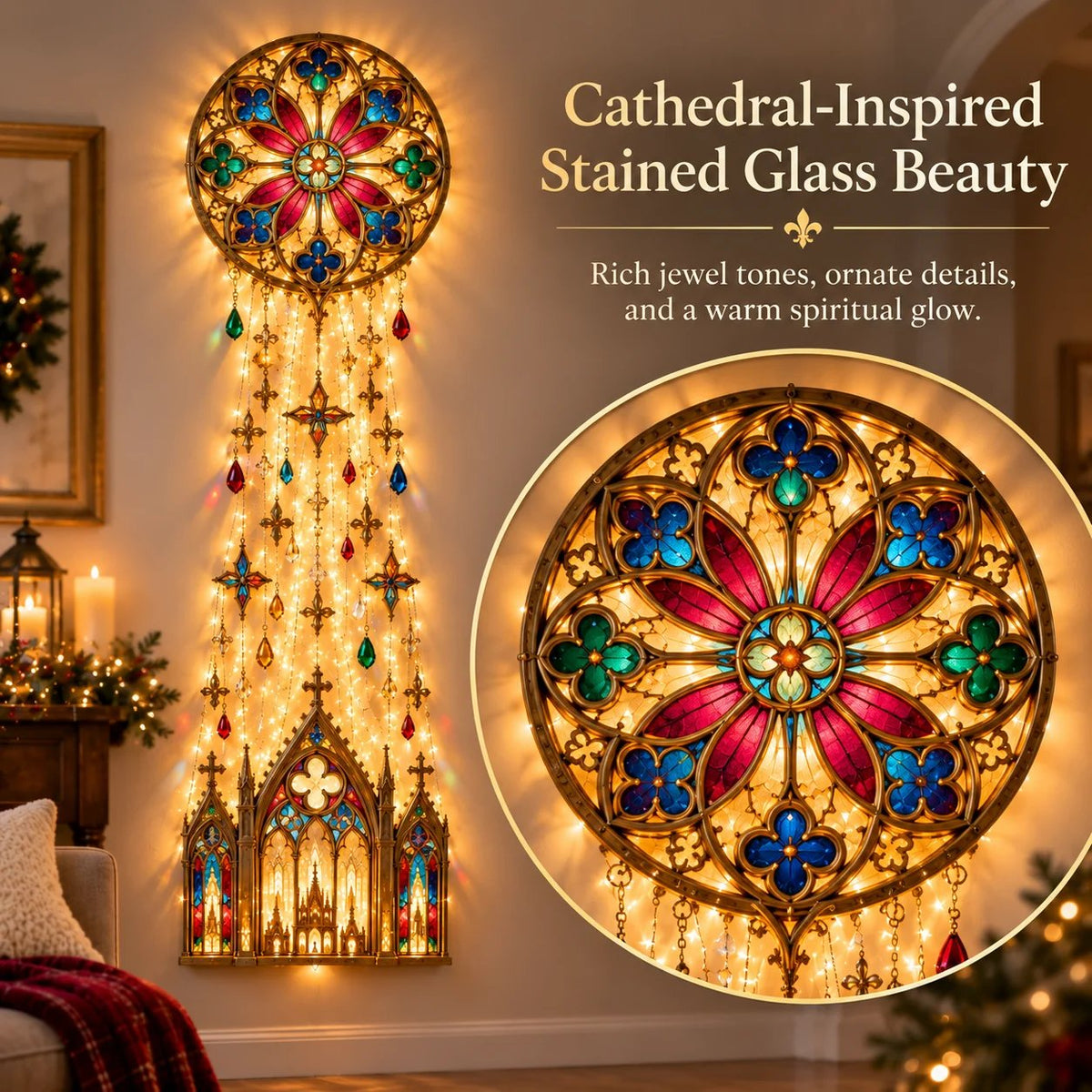 ✨⛪Cathedral Grace Stained Glass Cascade Wall Light™