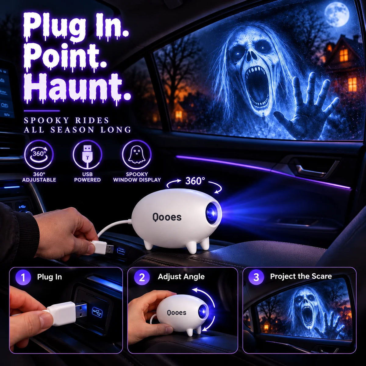 🎃 Halloween Window Projector 👻 16 Spooky Films USB Powered Holiday Decor