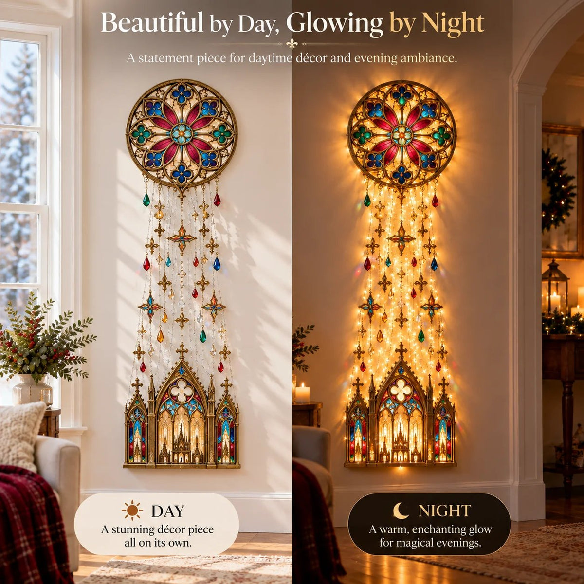 ✨⛪Cathedral Grace Stained Glass Cascade Wall Light™