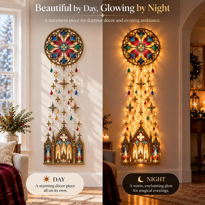 ✨⛪Cathedral Grace Stained Glass Cascade Wall Light™