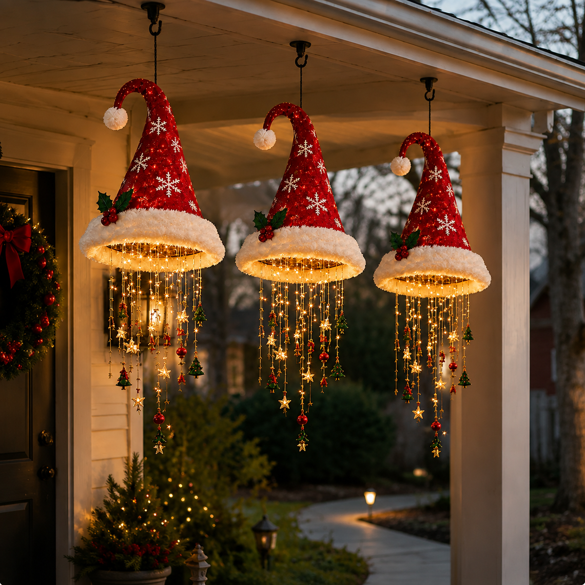 Light-Up Santa Hat Hanging Decoration