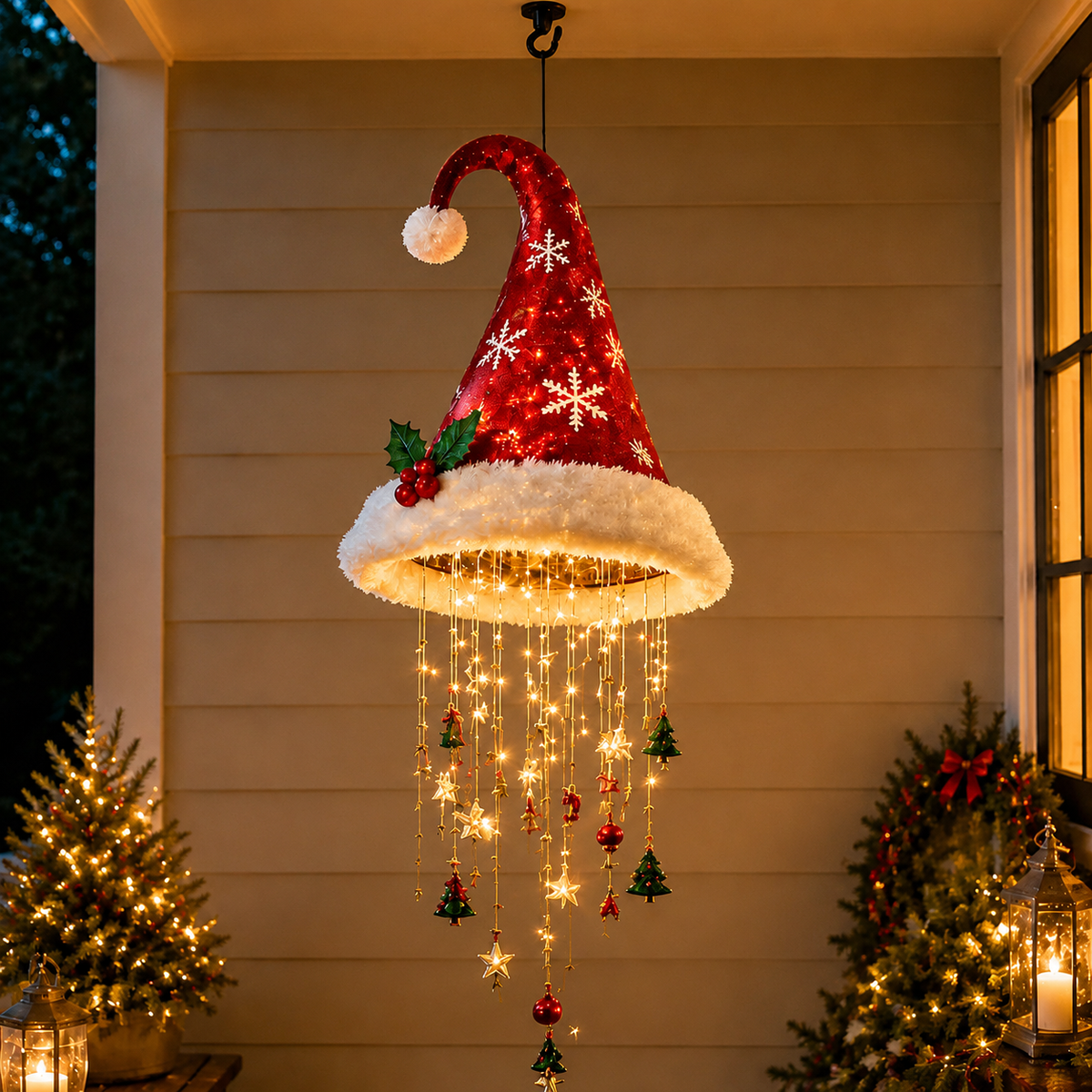 Light-Up Santa Hat Hanging Decoration