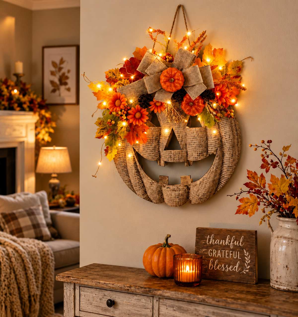 Autumn Pumpkin Door Hanger