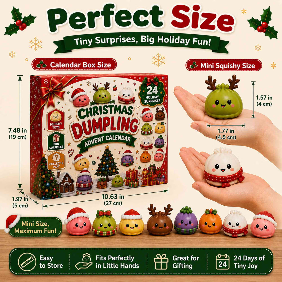 2026 Christmas Advent Calendar, 24 Days Mini Squishy Toys, Kawaii Dumpling Surprise Countdown Design, Christmas Gift for Girls/Boys