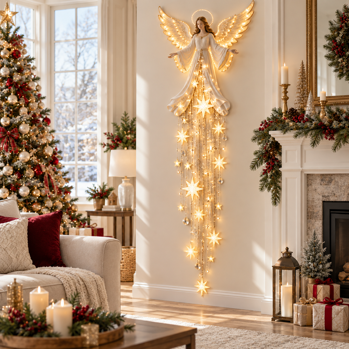 ✨ LAST DAY 49% OFF | Angel Blessing Starfall Christmas Wall Light 😇⭐🎄