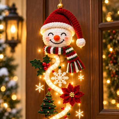 Light-Up Crochet Christmas Door Hanger