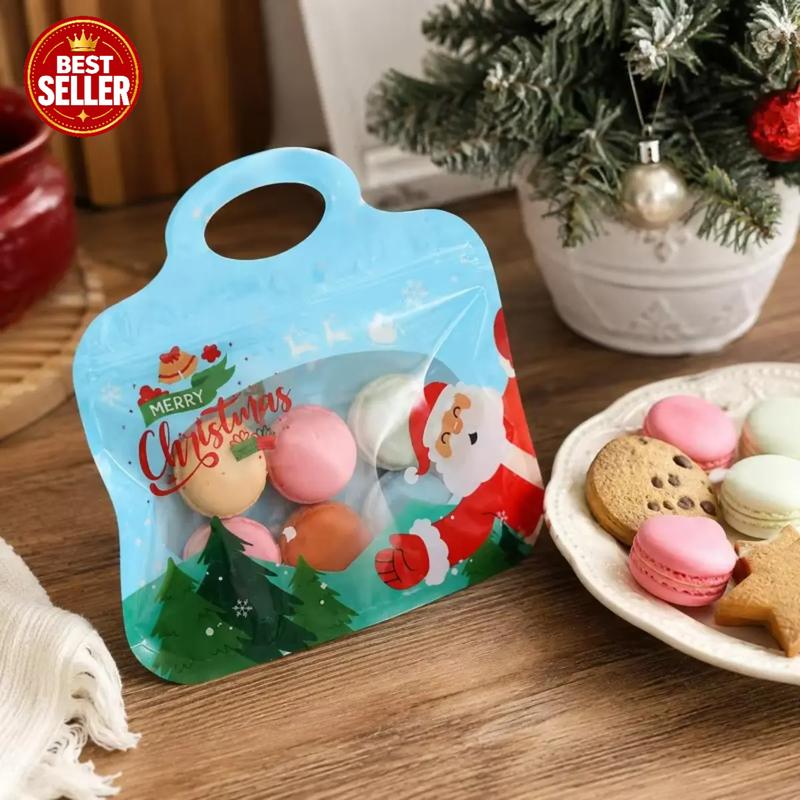 🎁Easy Fill, Easy Seal🎄 Festive Self-Seal Treat Bags – Santa & Snowman Print | Resealable, Food-Safe & Perfect for Cookies, Chocolates & Little Gifts⛄