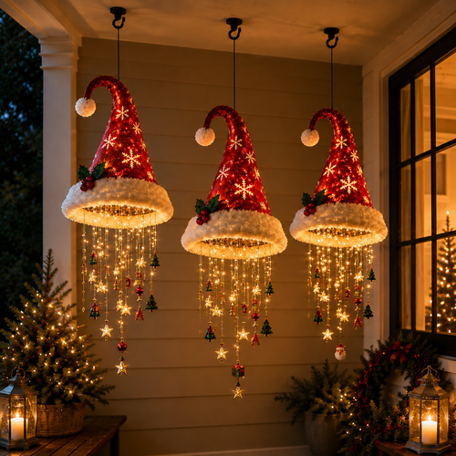 Light-Up Santa Hat Hanging Decoration
