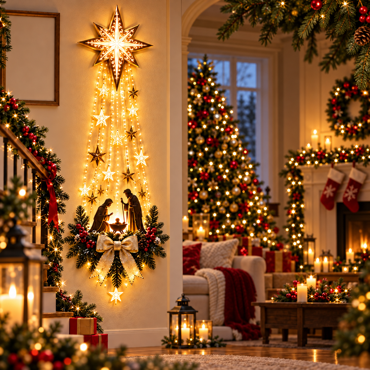 Illuminated Nativity Wall Decoration