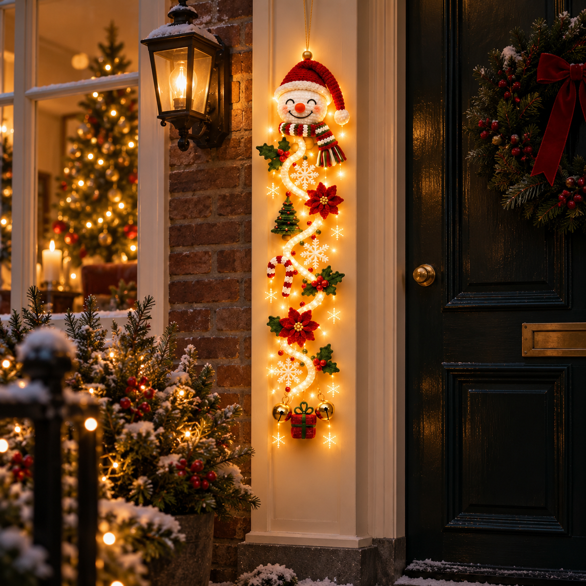 Light-Up Crochet Christmas Door Hanger