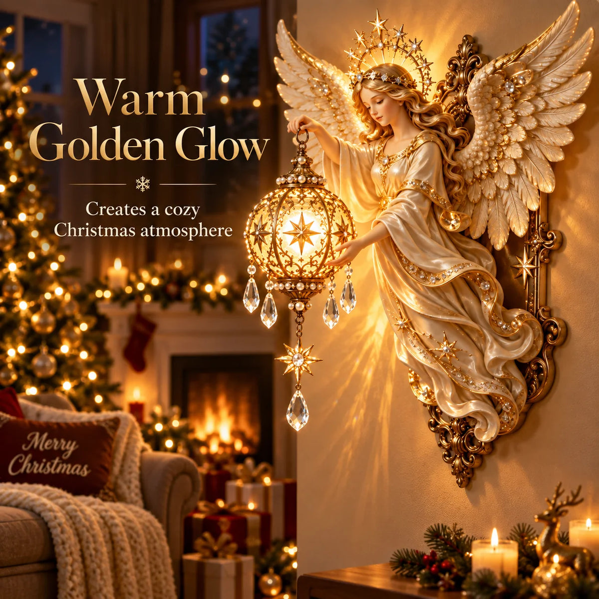 ✨ LAST DAY 49% OFF | Angel Blessing Starfall Christmas Wall Light 😇⭐🎄